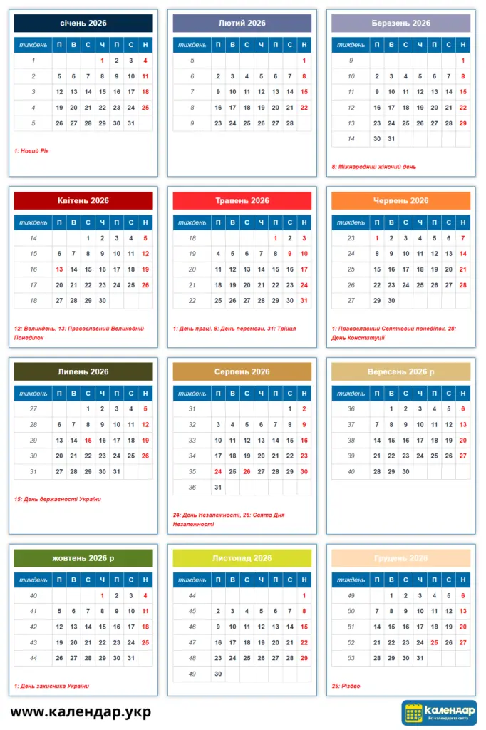 календар 2026